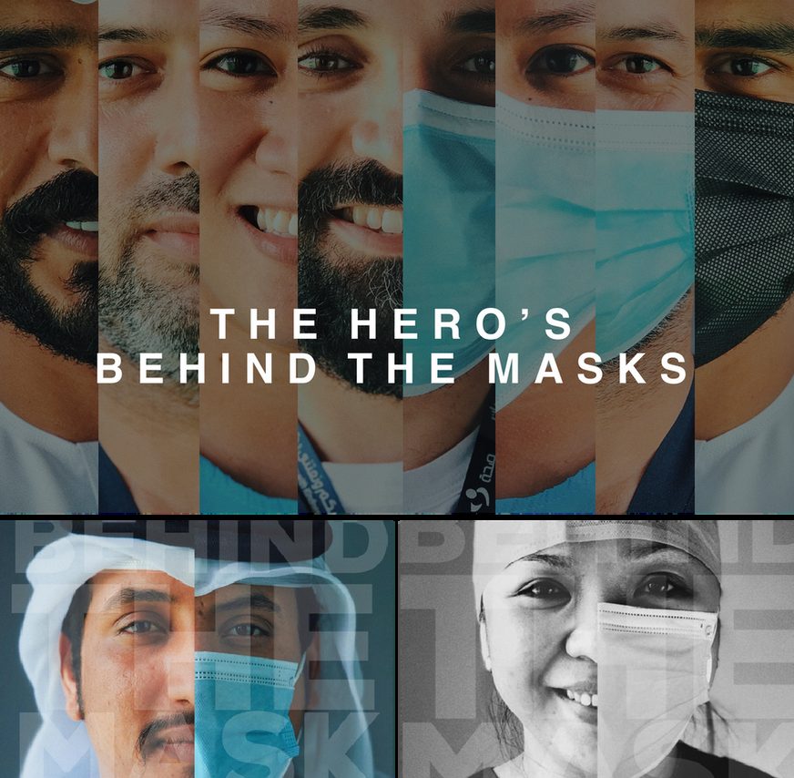 Portraits of healthcare workers with and without masks — The Heroes Behind the Masks
